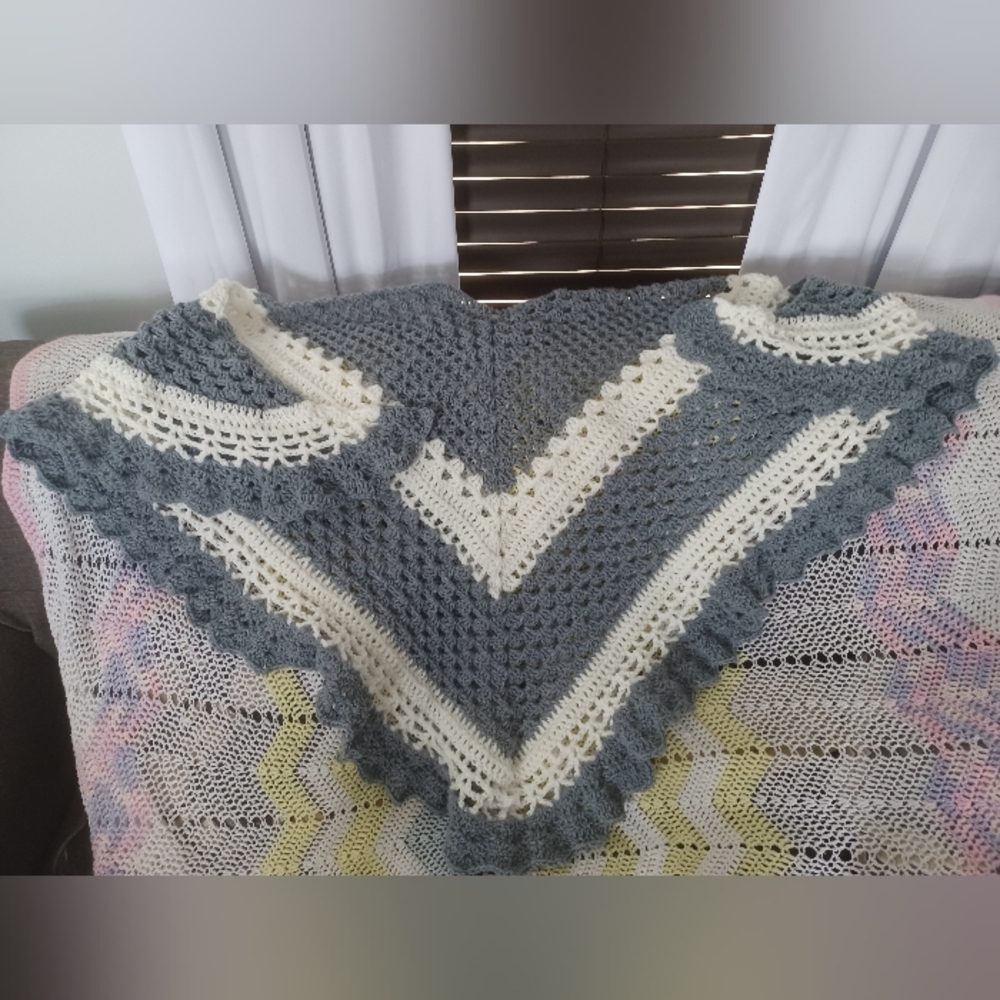 Handmade large crochet shawl